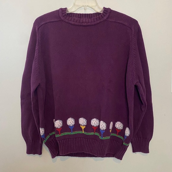 Lands' End Other - Vintage Lands End Mens Golf Sweater XL Purple Crew Neck Eclectic Grandpa USA